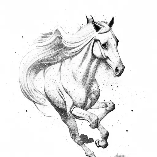 A Silhouette Of A Horse Galloping Through A Field