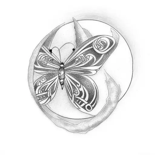 Simple Butterfly With Moon
