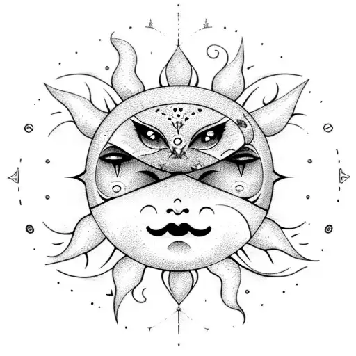 Sun And Moon With Faces