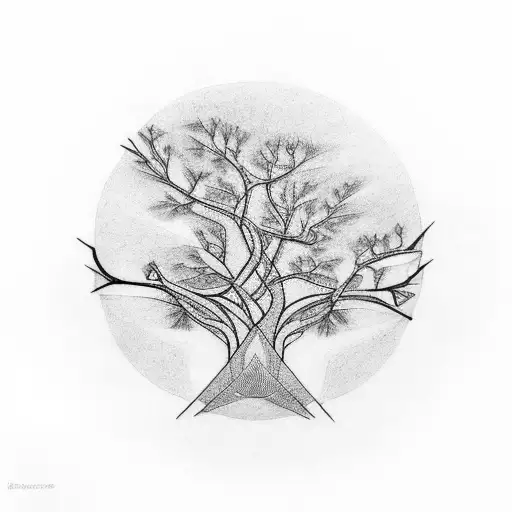 Tree Branches From Below With The Branches And Leaves Tracing Out Birds In The Style Of Mc Escher