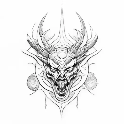 Brightly Colored Demon For Tattoo On Hand