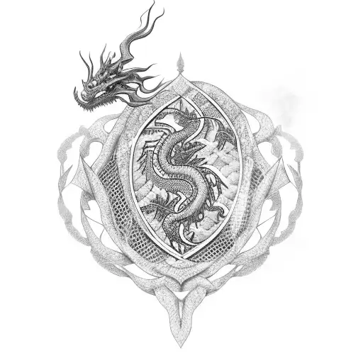 An Intricate Dragon Design Incorporating Elements Of Kenyan Culture And A Rugby Ball