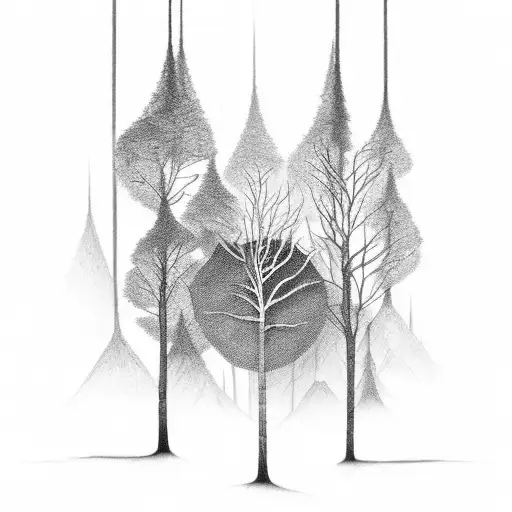 A Dark And Mysterious Forest With Dna Strands Intertwined In The Trees