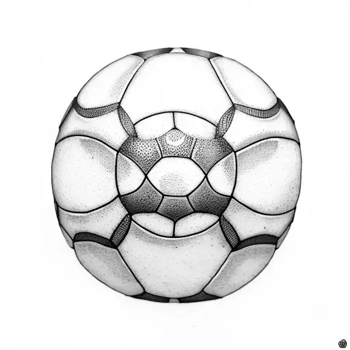 A Minimalist Dotwork Tattoo Of A Soccer Ball And Volleyball Overlapping Each Other