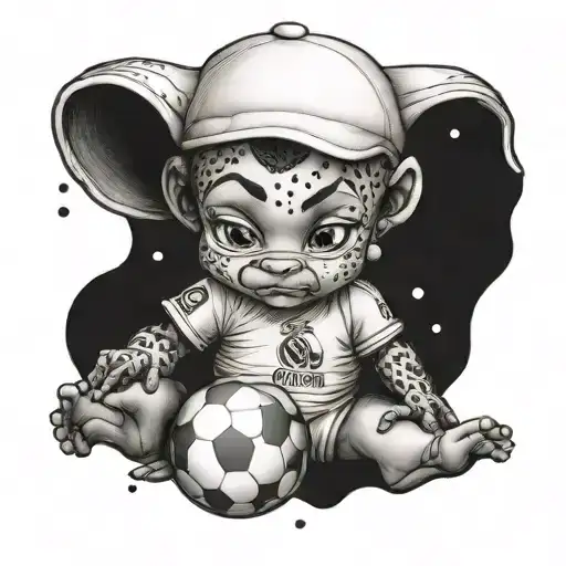 A Stylized Leon Baby Wearing A Real Madrid Jersey