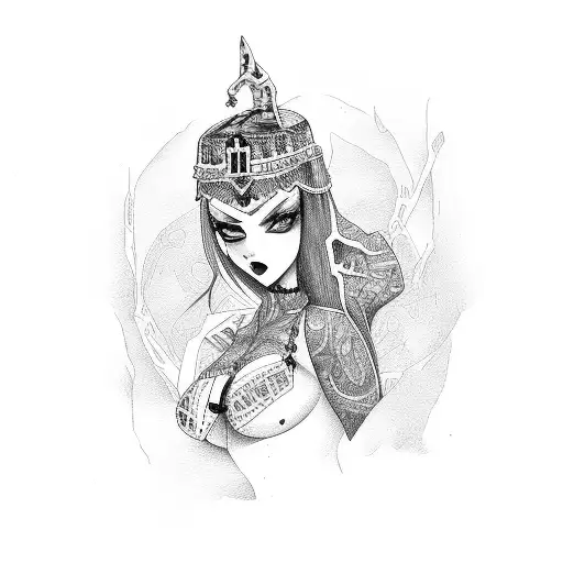 Goth Woman In A Bikini