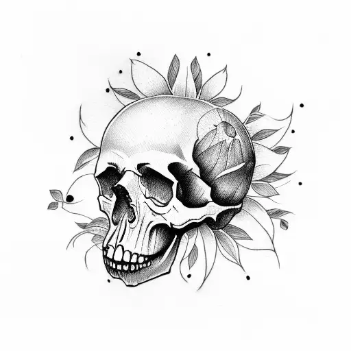 Skull Flower Watercolor