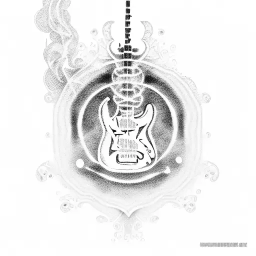 An Intricate Smoke Pattern Forming A Guitar