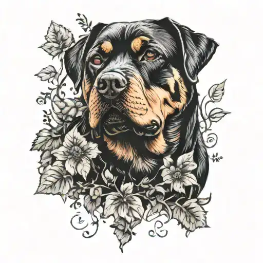 Rottweiler And Ivy Vines