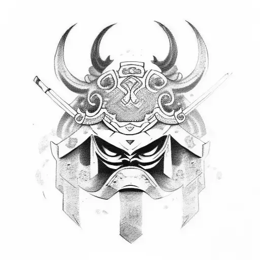 Oni Mask With Samurai Sword