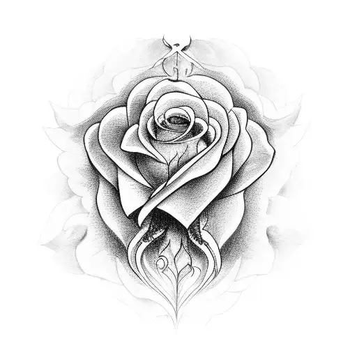 Heart Shaped Rose With Angel Wings