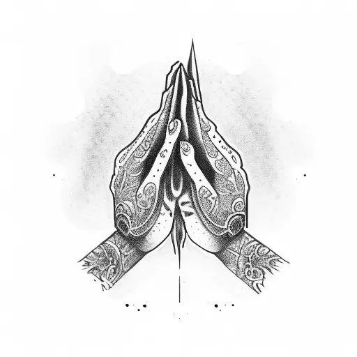 Praying Hands With Dagger In The Hands