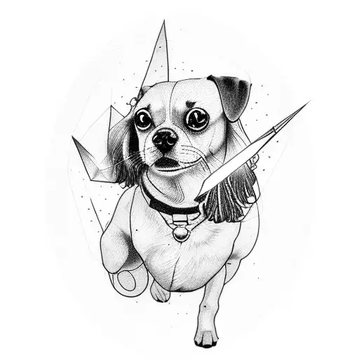 A Tattoo Of A Dog Dressed In Video Game Cosplay