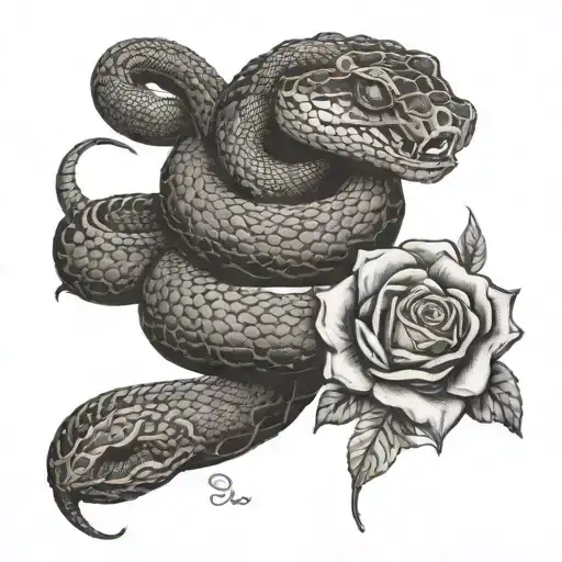Snake In Roses Growing