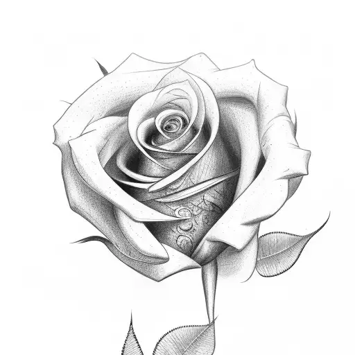Rose Tattoo With Letters V I A
