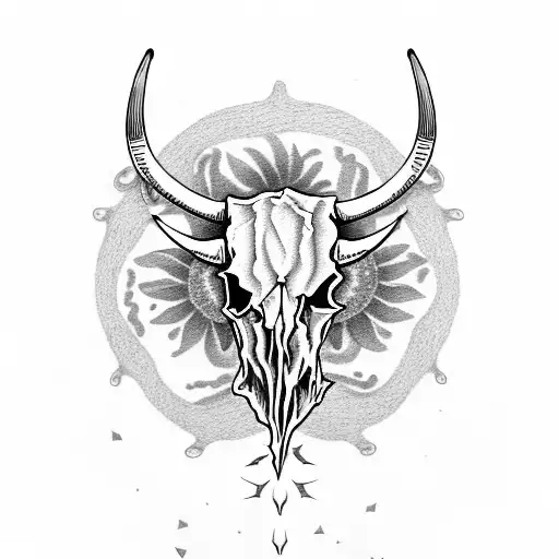 Longhorn Skull With Sunflowers