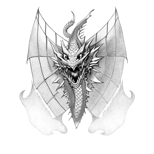 Dragon With Scales Made Of Police Caution Tape