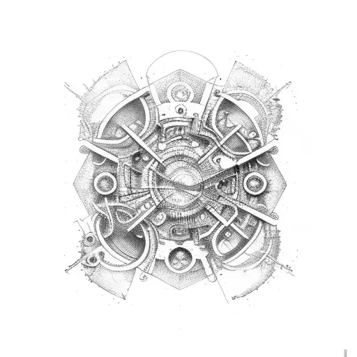 Industrial Machinery Merged With Psychedelic Elements