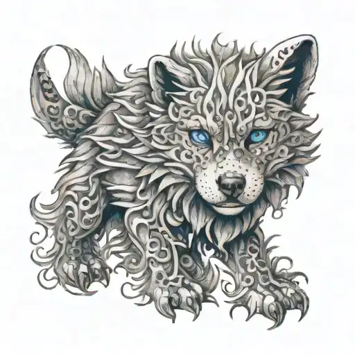 White Dire Wolf Blue Eyes Embossed