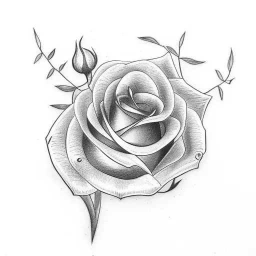 Rose With Stem That Says Ohana In Cursive Letters