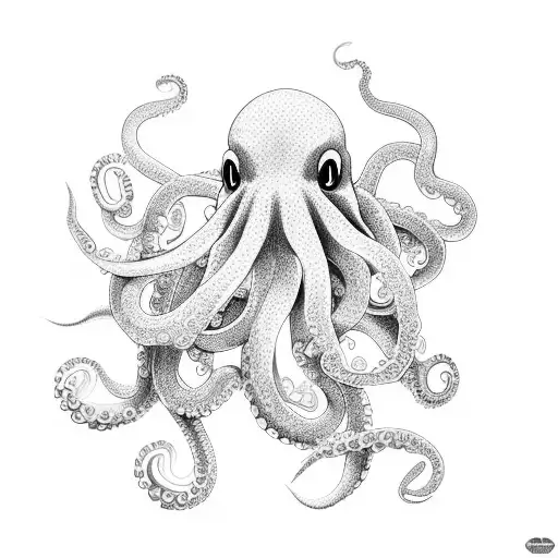 An Anime-inspired Octopus Gracefully Wrapping Its Tentacles Around A Vibrant Camellia Flower