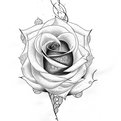 Rose With Letter H With Vines