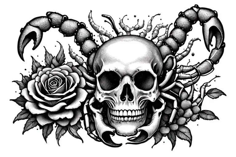 Scorpion Rose Skull