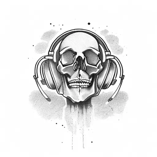 Skull Wearing Headphones