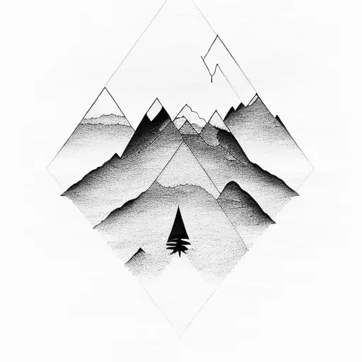 A Minimalist Design Of A Mountain Range Formed By The Lyrics Of A Beatles Song