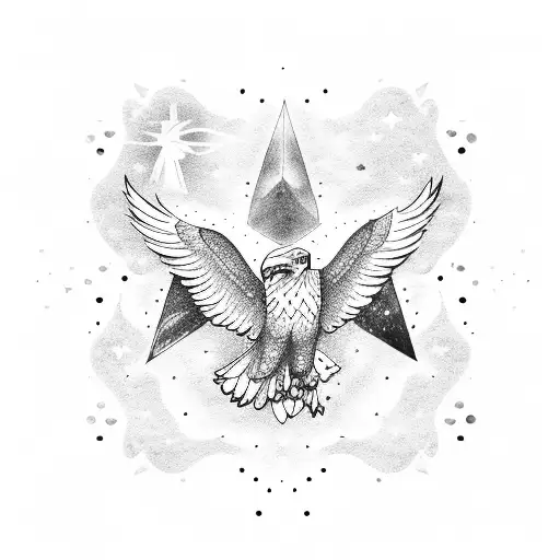 An Eagle Soaring Through A Galaxy-filled Sky While Swimming In A Pool