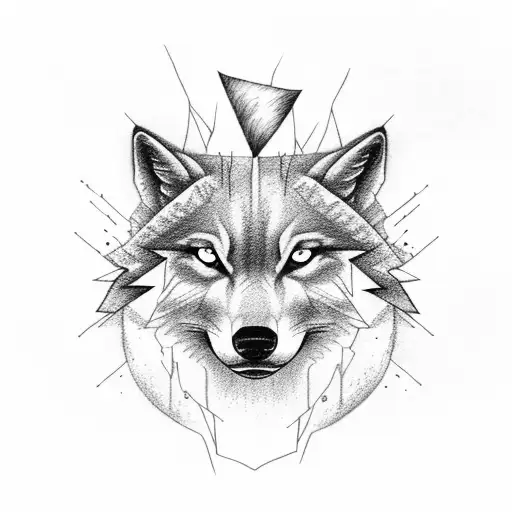 Forest With A Lightning Storm And A Wolf Howling