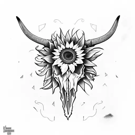 Longhorn Skull With Sunflowers