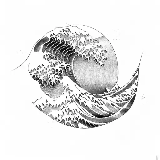 Japanese Characters For The Word Kai With Waves