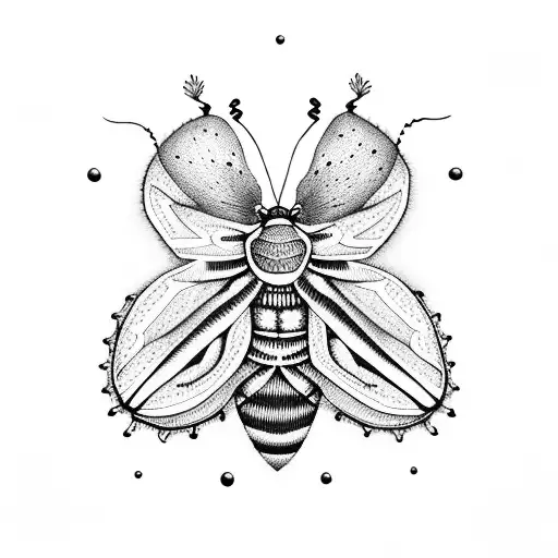A Delicate Dotwork Design Featuring A Collection Of Beautiful Bugs And Moths