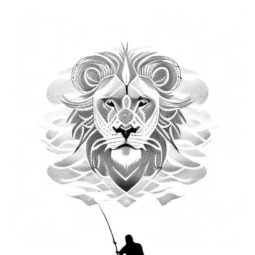 A Surfer Catching A Wave Inside The Body Of A Mechanical Lion