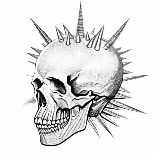 Skull With Spikes On A Chain With Handle