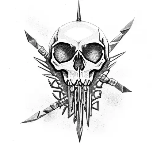 Skull With Spikes On A Chain With Handle