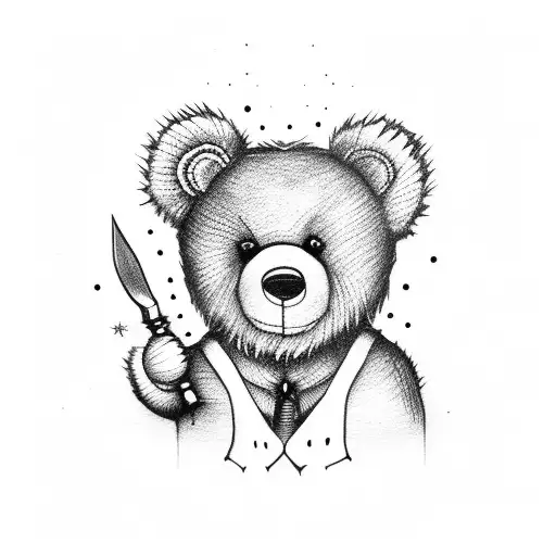 Teddy Bear With A Dagger Stabbed Through It