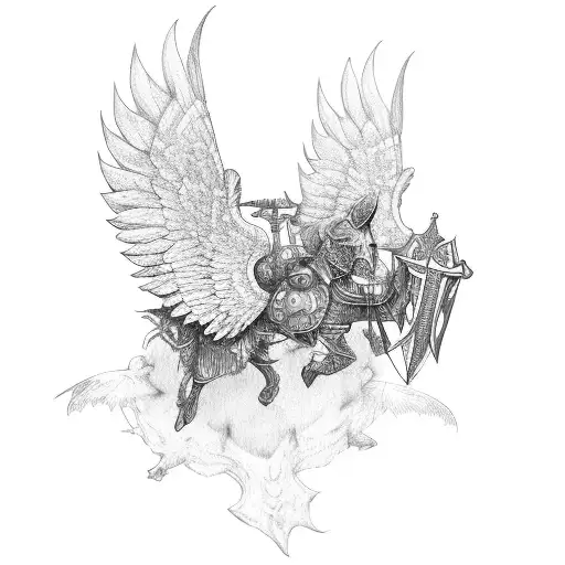 Armoured Men With Wings And Sword