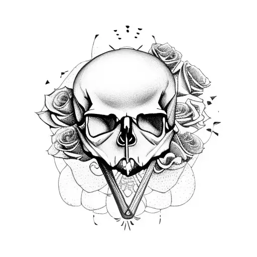 A Guitar With A Skull As The Body And Roses As The Strings