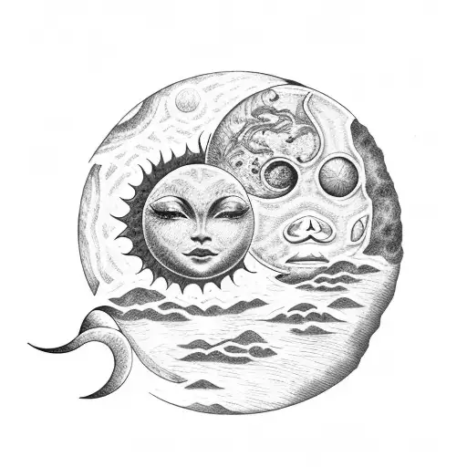 Sun And Moon Hugging