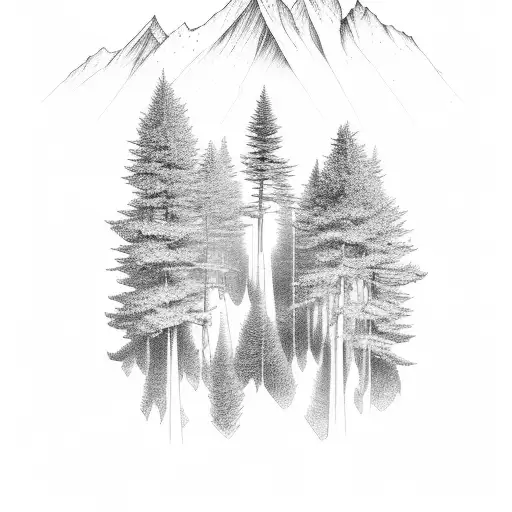 Forest With French Alps Mountain