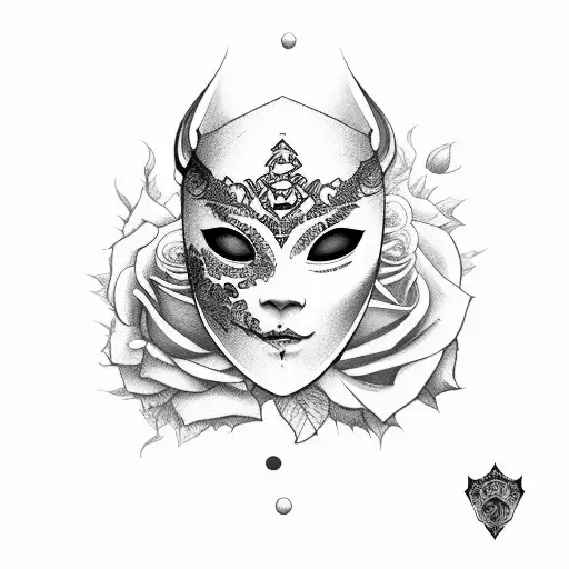 Katana Avec Un Masque Et Des Roses