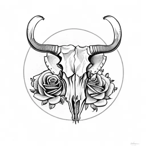 Longhorn Skull With Roses