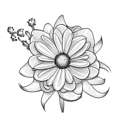 Tiny Daisy And Lily Of The Valley Intertwined With Eachother In A Bouquet With Stuff Around It