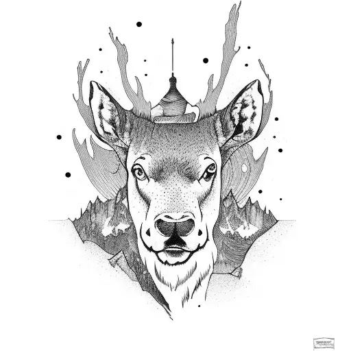 Rocky Mountain With Aurora And Moose