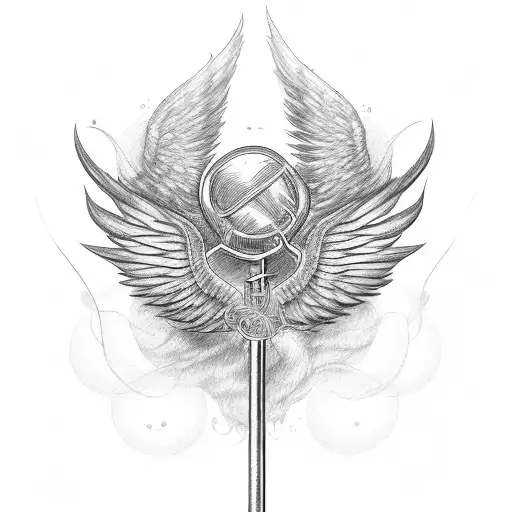 A Barber Pole With Wings And Money Flowing Around It