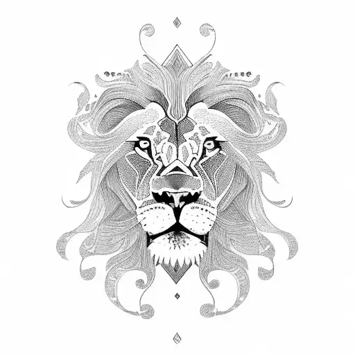 A Lion With Intricate Line Patterns