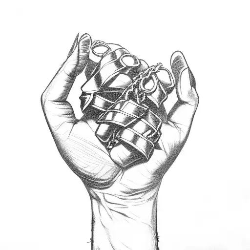 Closed Black Power Fist With A Broken Chain In The Palm And A Ribbon Wrapped Around The Forearm