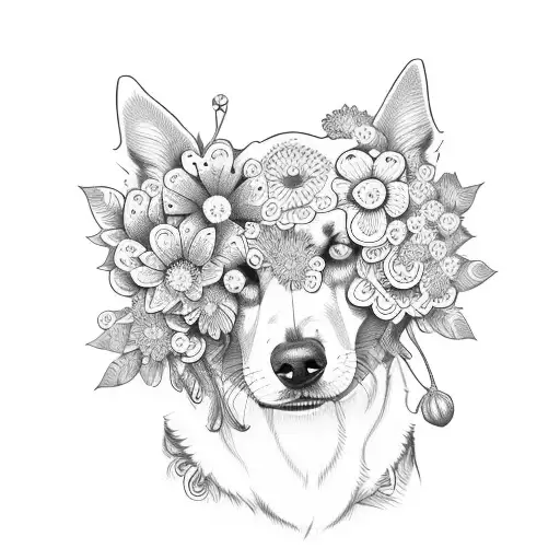 Dog Made Of Flowers